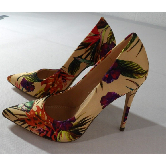 Liliana 6.5 Pump Stileeto Floral Beige Pointed Toe High Heels Colorful - Picture 2 of 13